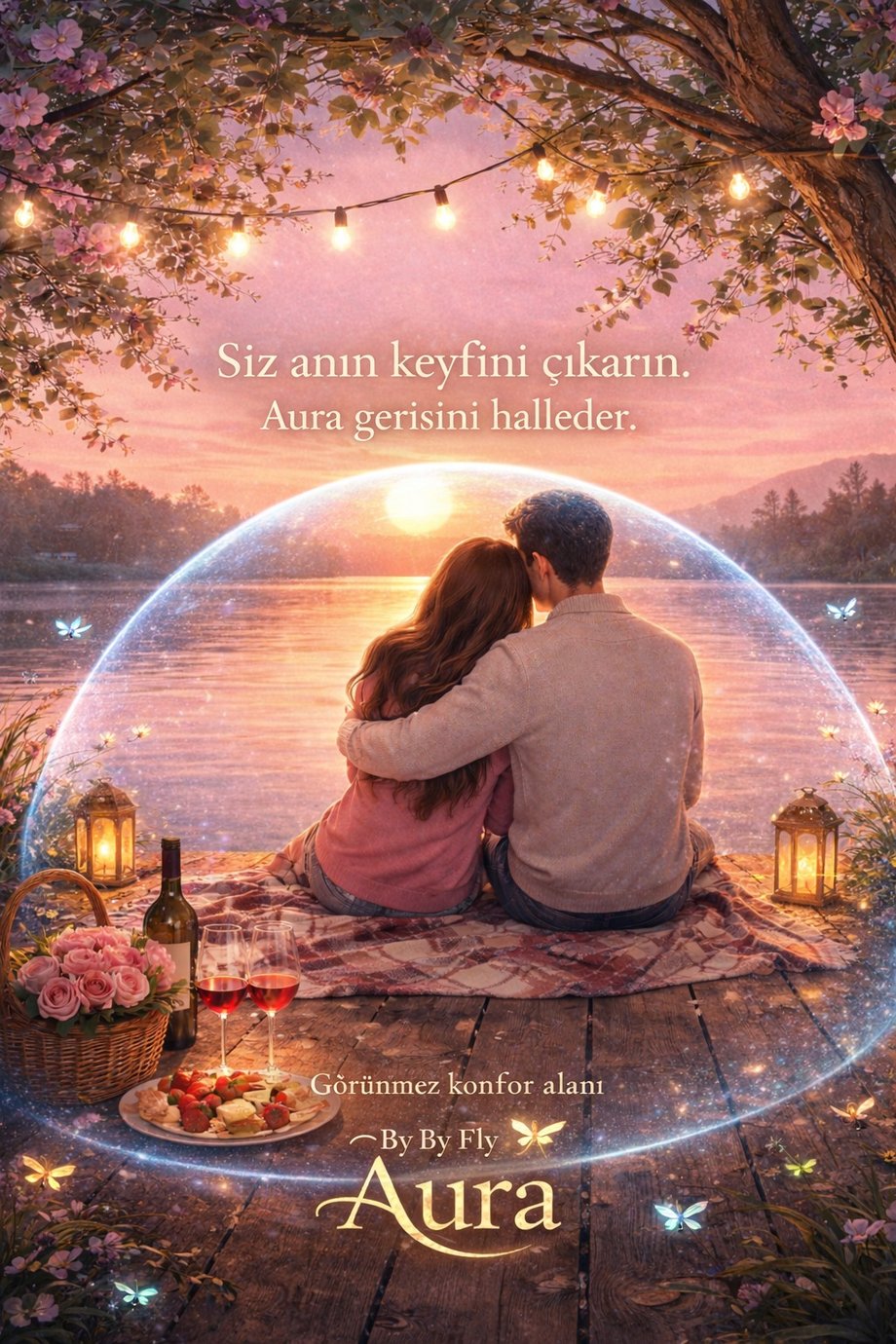 By By Fly Aura kampanya görseli, görünmez konfor alanı ve akşam keyfi teması